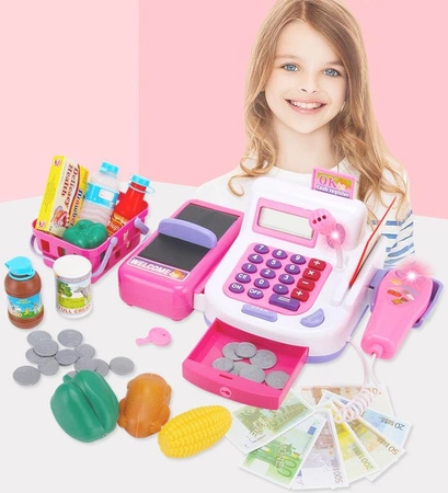 WOOPIE Kasa Sklepowa dla Dzieci Kalkulator Mikrofon Wyświetlacz LCD