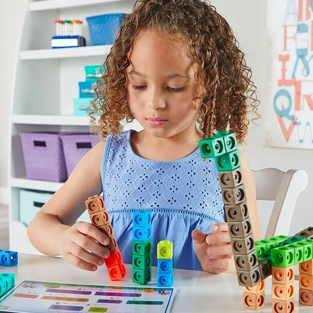 Klocki. Kostki Matematyczne. Zestaw Edukacyjny. MathLink Cubes. Czas Dino