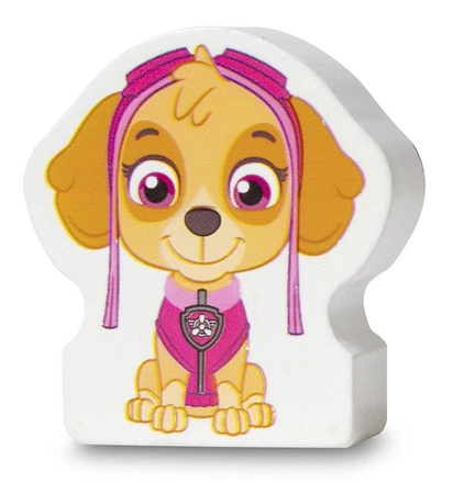 Ciężarówka z przyczepą klocki drewniane Psi Patrol ABC Melissa & Doug 33272 układanka na palikach