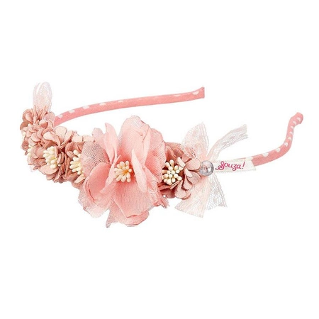 Souza! Opaska z kwiatami i perełkami różowa Diede