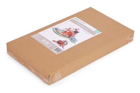 Drewniany garaż zestaw straży pożarnej 2w1 – remiza i wóz 2 piętra figurki pojazdy ECOTOYS