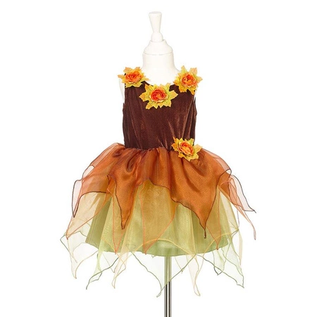 Souza! Kostium sukienka tiulowa z kwiatami i kapelusz czarownica Sabrina 5-7 lat