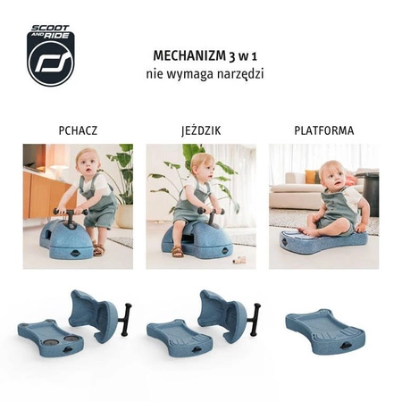 SCOOTANDRIDE My First Ewolucyjny jeździk pchacz 3w1 6 m+ Steel
