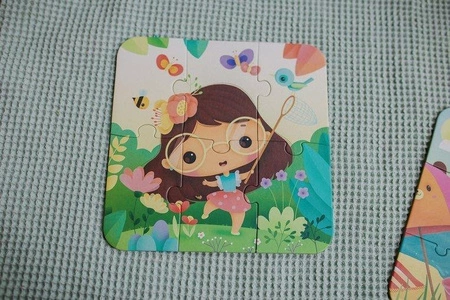 Puzzle progresywne w walizce Pory roku 4 układanki – 6, 9, 12 i 16 elementów 3+, Janod