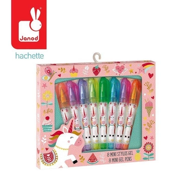 Zestaw długopisów żelowych 8 szt. Jednorożec 5+, Janod