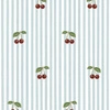 Tapeta Little Cherries on Blue Stripes