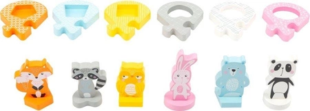 Układanka drewniana sortowanie kolorów kształtów Miś i przyjaciele 11472-Small Foot, zabawki edukacyjne