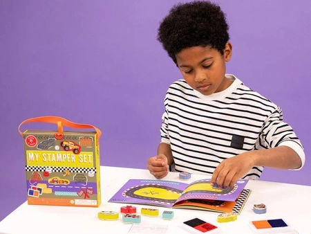 Samochody Zestaw Kolorowych Pieczątek i Książeczka