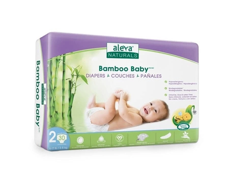 Aleva Naturals Bambusowe Pieluchy Rozmiar 2 (3-8kg) 30szt.