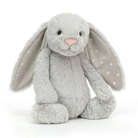 JellyCat Bashful Królik szary z uszmi w gwiazdki 18cm