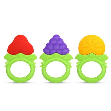 Gryzaki Owoce 3 szt. – bezpieczne gryzaki silikonowe dla niemowląt i dzieci na ząbkowanie RaZbaby