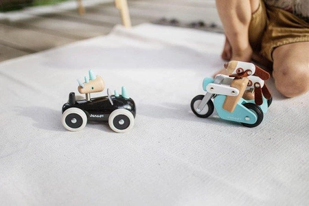 Drewniany motocykl z bocznym wózkiem w stylu retro Spirit Philip, Janod