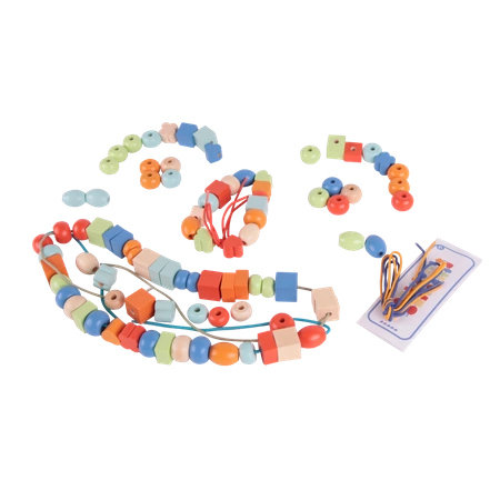 CLASSIC WORLD Drewniane Koraliki Do Nawlekania 96 elementów