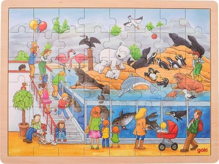 Puzzle drewniane Mała przygoda w zoo 57744-Goki, układanki dla dzieci