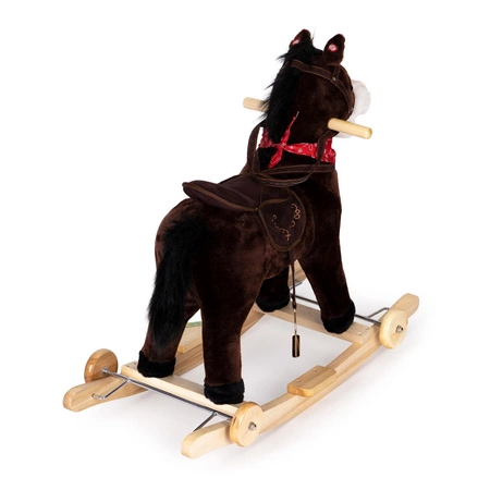 Koń konik na biegunach z kołami siodło ruchomy dźwięki Chocolate