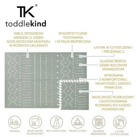TODDLEKIND Mata do zabawy piankowa podłogowa Prettier Playmat Berber Moss