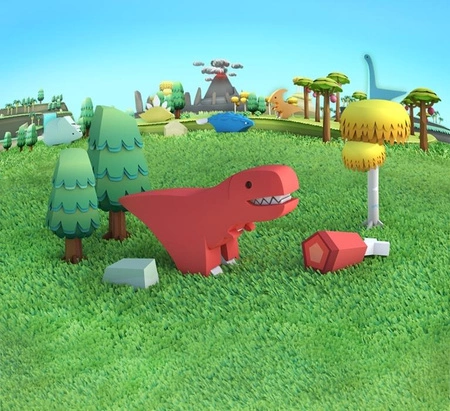 Halftoys Magnetyczny Składany Dinozaur T-Rex z Makietą