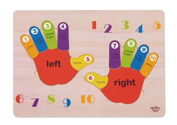 TOOKY TOY Edukacyjna Drewniana Układanka Rączki Nauka Liczenia i Kolorów