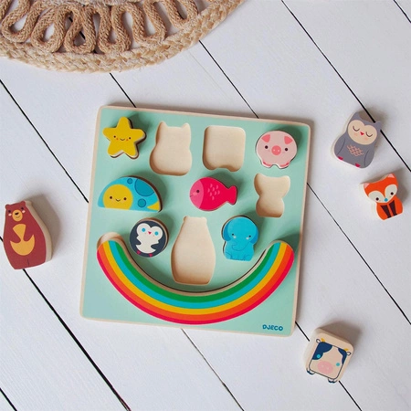 Układanka drewn. 2 w1 PUZZ & BOOM RAINBOW DJ01076