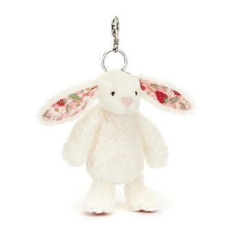 JellyCat - Breloczek Króliczek z Kwiecistymi Uszami Kremowy „Berry” 18 cm