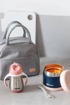 BEABA Bidon niekapek ze słomką termiczny 250 ml Windy Blue