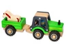 Drewniany traktor z przyczepką