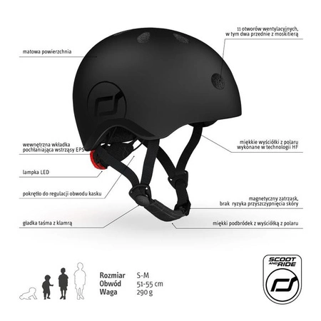 SCOOTANDRIDE Kask S-M dla dzieci 3+ lat Black