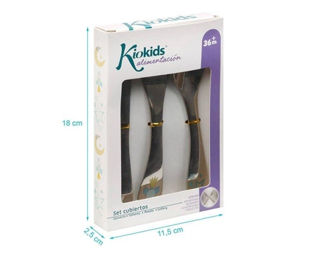 Zestaw sztućców ze stali nierdzewnej, 3 szt., niebieskie, Kiokids