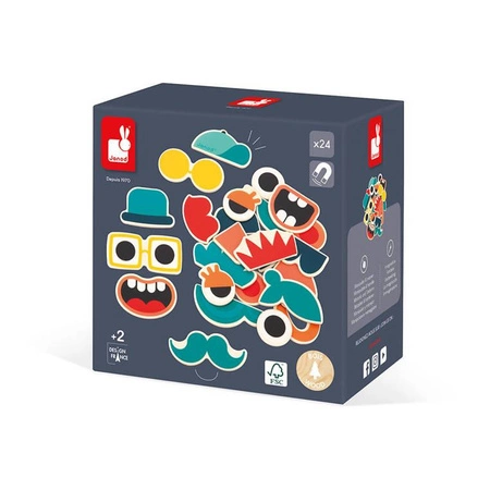 Magnesy mix and match Portrety 24 szt. 2+, Janod