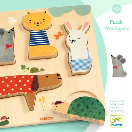 Drewniane puzzle ZWIERZĄTKA DJ01051