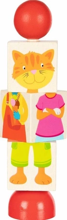 Obracane drewniane klocki Kolorowe zwierzaki 57427-Goki, układanki dla dzieci