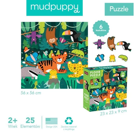 Mudpuppy Puzzle podłogowe Las deszczowy z elementami specjalnymi 25 elementów 2+