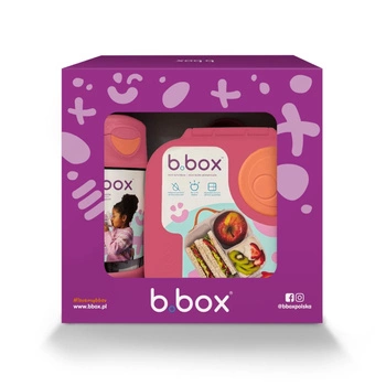 Zestaw Sportowa butelka tritanowa 450 ml + Mini Lunchbox, Strawberry Shake, b.box