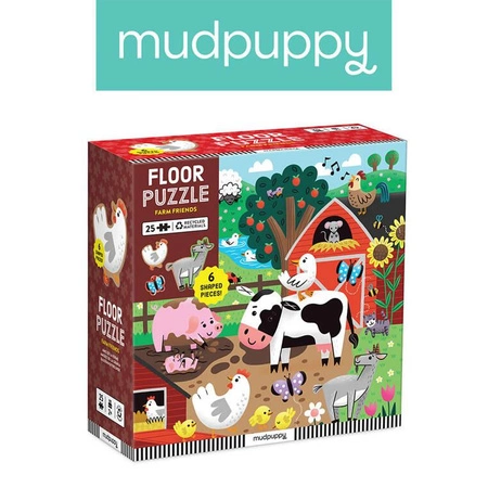 Mudpuppy Puzzle podłogowe Farma z unikalnymi kształtami 25 elementów 2+