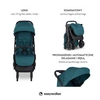 Easywalker Jackey Kompaktowy, samoskładający się wózek spacerowy z torbą transportową Teal Green