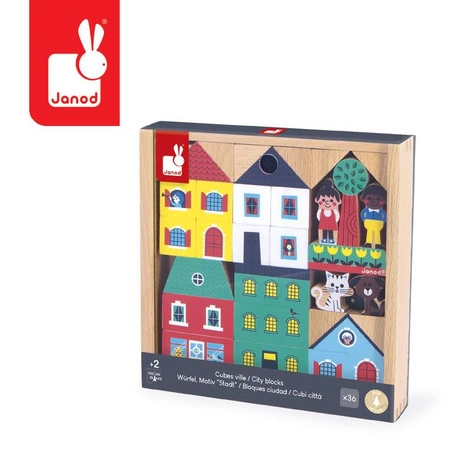 Janod Zestaw klocków i figurek 36 el. Miasto Cross Road 2+