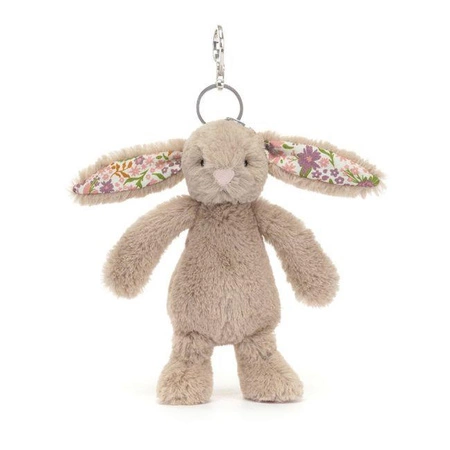 JellyCat - Breloczek Króliczek z Kwiecistymi Uszami Beżowy „Petal” 18 cm