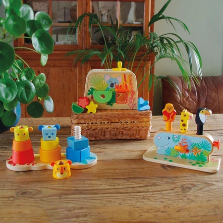 Drewniana zabawka WYSKAKUJĄCE ZWIERZAKI DJ06291