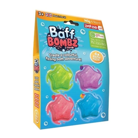 Musujące gwiazdki do kąpieli zmieniające kolor wody Baff Bombz 4 szt. 3+, Zimpli Kids