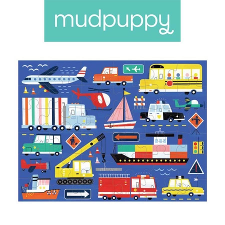 Mudpuppy Puzzle podróżne w woreczku Transport 36 elementów 3+