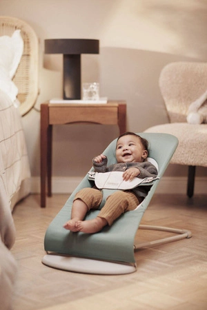 BABYBJORN - leżaczek BALANCE SOFT WOVEN/JERSEY - Jasnoszałwiowy/Szary