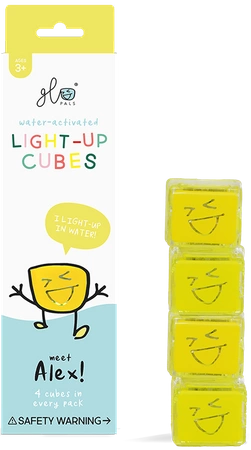 Glo Pals, Kostki sensoryczne świecące w wodzie Alex - zabawka kąpielowa, kolor żółty