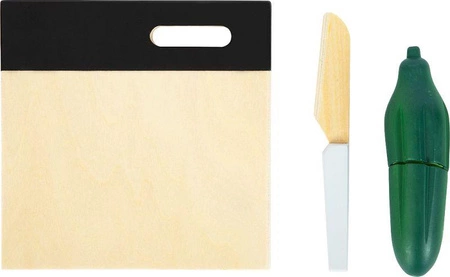 Zestaw drewnianych warzyw do krojenia z deską i nożykiem w skrzynce Small Foot 12329