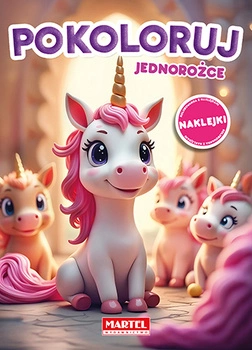 Pokoloruj jednorożce. Kolorowanka z naklejkami