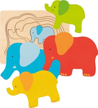 Układanka warstwowa Słoń 57450-Goki, puzzle drewniane