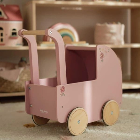Little Dutch Drewniany wózek dla lalek z pościelą FSC LD7096
