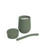 EZPZ Silikonowy kubeczek ze słomką Mini Cup + Straw Training System 120 ml oliwkowy + 2 słomki GRATIS pastelowa zieleń