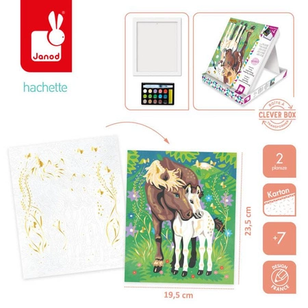 Zestaw kreatywny Malowanie po numerach Konie 7+, Janod