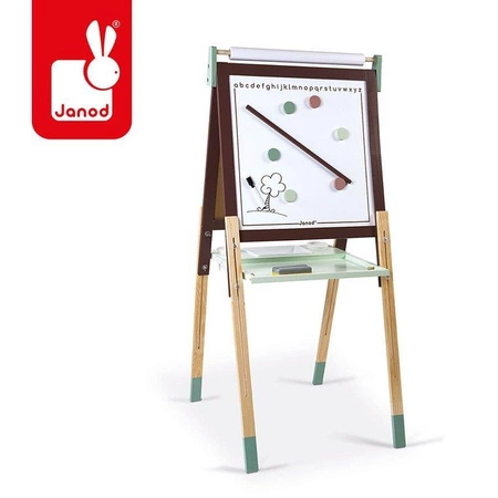 Duża drewniana tablica brązowa z 14 akcesoriami, Janod