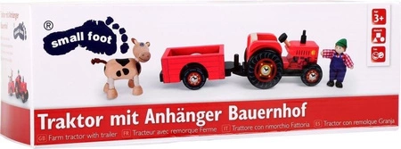 Czerwony Traktor z przyczepą i krową Small Foot